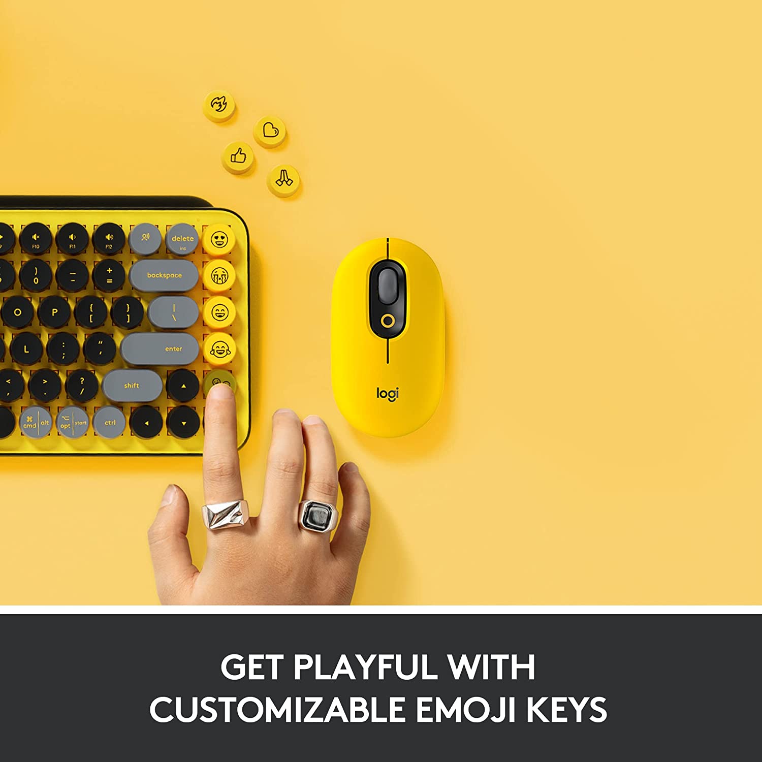 Funky colours combine with a vintage aesthetic in the Logitech Pop Keys